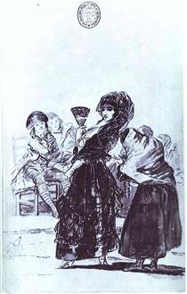 Antiguo mendigo con una Maja - Francisco de Goya