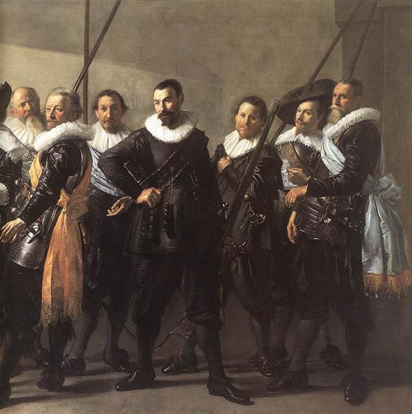 The company of Captain Reinier Reael and Lieutenant Cornelis Michielsz. Blaeuw, known as the ‘Meagre Company’ (detail), 1633 - 1637 - Франс Галс
