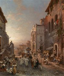 Procissão em Nápoles - Franz Richard Unterberger