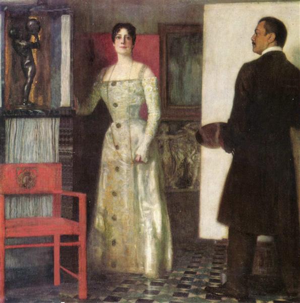 Self-portrait of the painter and his wife in the studio, 1902 - Franz von Stuck