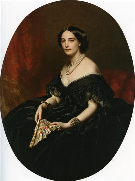 Portrait of a lady with a fan, 1850 - 弗朗兹·克萨韦尔·温德尔哈尔特