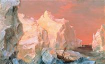 Icebergs and Wreck in Sunset - Фредерик Эдвин Чёрч