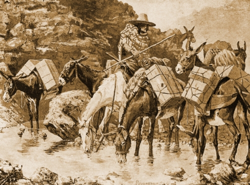 Mule Train Crossing the Sierras, 1888 - Фредерик Ремингтон