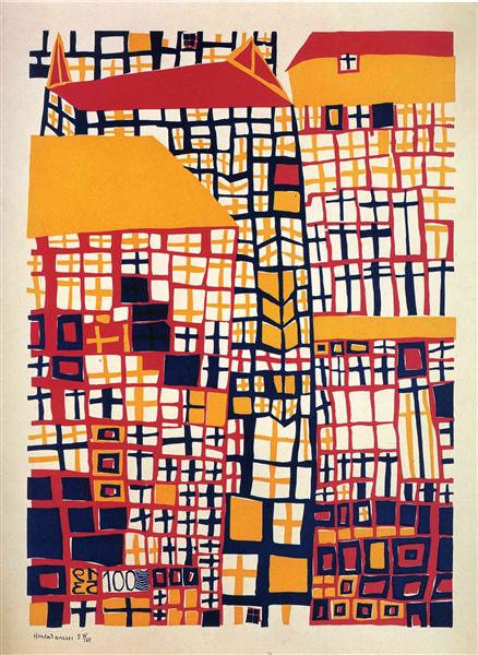 155 Three High Houses, 1953 - Friedensreich Hundertwasser