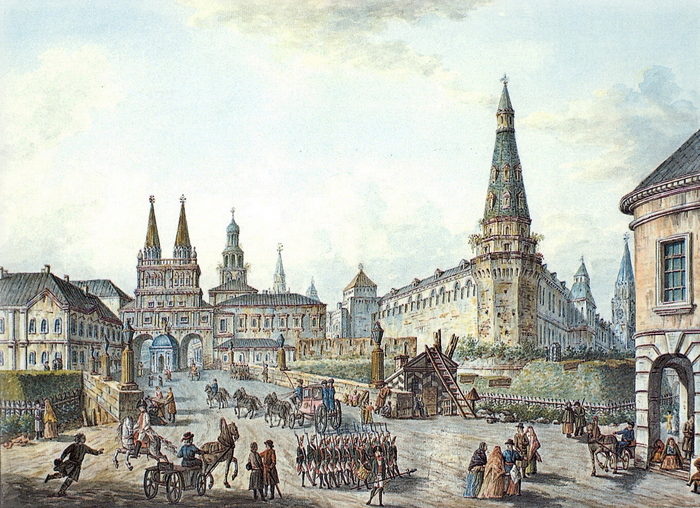 View of Voskresenskiye (Resurrection) and Nikolskiye Gates, c.1805 - Фёдор  Алексеев