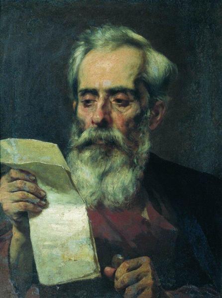 The old man reading a letter - Фёдор Бронников