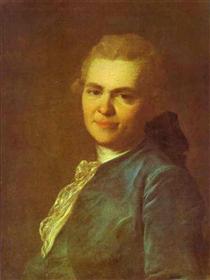 Portrait of Unknown Man in a Blue Caftan - Fyodor Rokotov