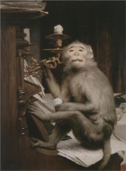 Monkeys at the Piano - Габриэль фон Макс
