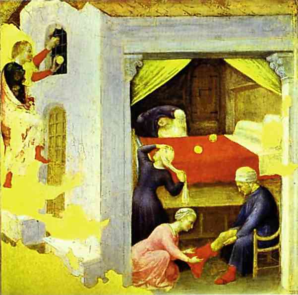 St. Nicholas and the Three Gold Balls, From the predella of the Quaratesi triptych from San Niccolo, Florence, 1425 - Джентіле да Фабріано