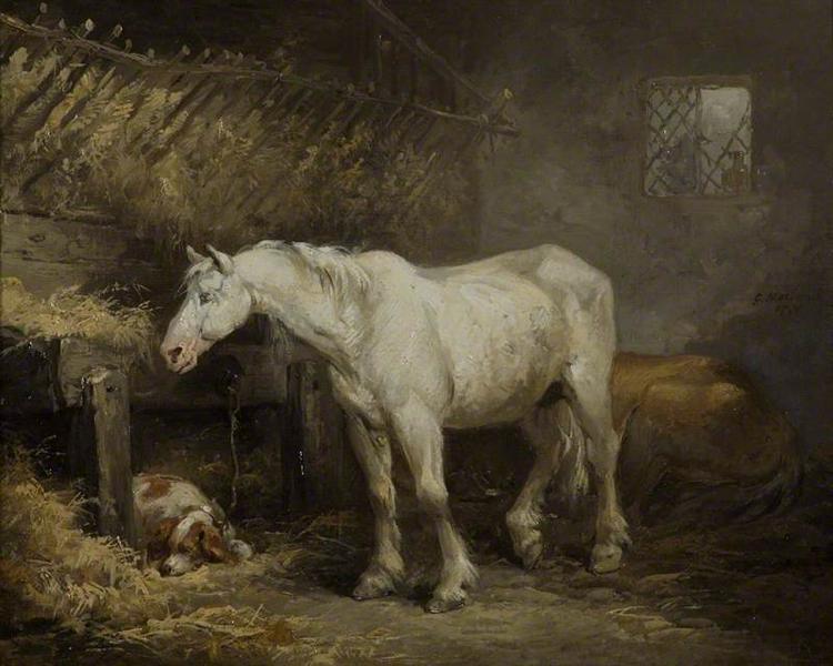 Horse and Dog in a Stable, 1791 - Джордж Морланд