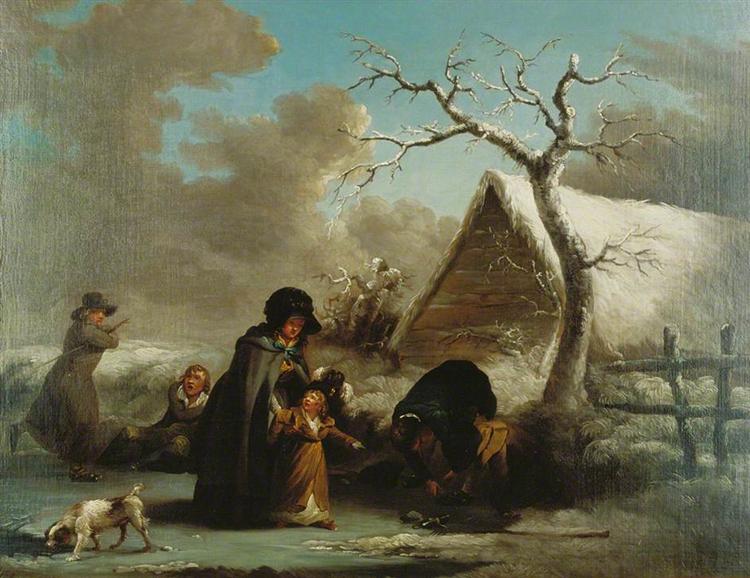 Deslizando no gelo, 1792 - George Morland
