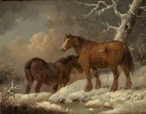 Two Horses in the Snow - George Morland