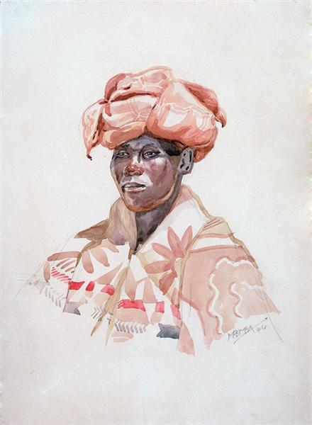 Basoth woman with headdress, 1944 - George Pemba