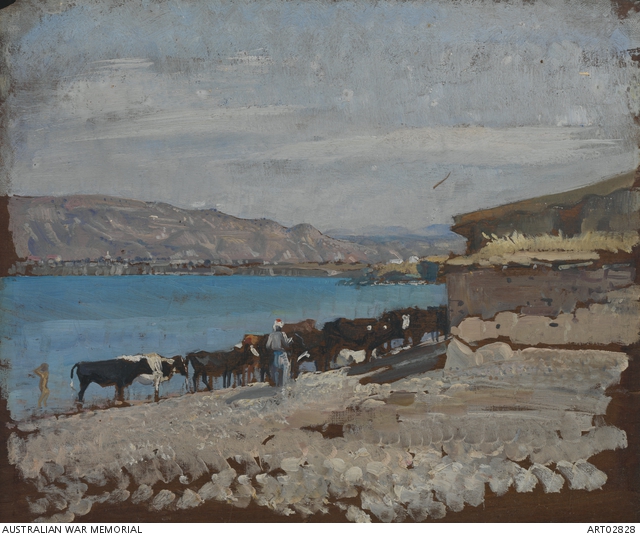 The Sea of Galilee, looking towards Semakh from Tiberias Road, 1919 - Джордж Вашингтон Ламберт