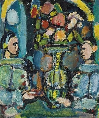 Pierrots bleus au bouquet, 1946 - Жорж Руо