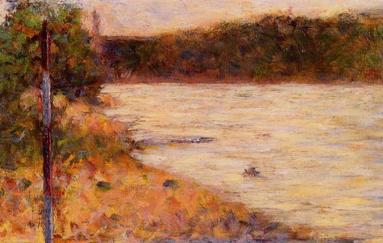 Берег реки (Сена в Ансьере), 1883 - Жорж Сёра
