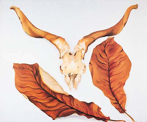 Ram's Skull with Brown Leaves, 1936 - 歐姬芙