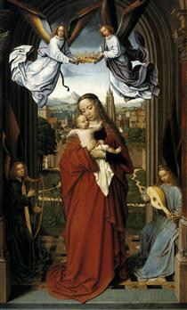 Діва з немовлям з чотирма ангелами - Герард Давид