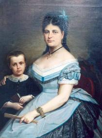 Painter's wife and his son - Георге Таттареску