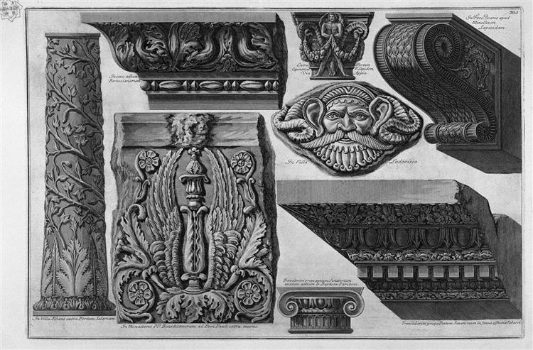 Capitals, column, frame, shelf - Джованни Баттиста Пиранези