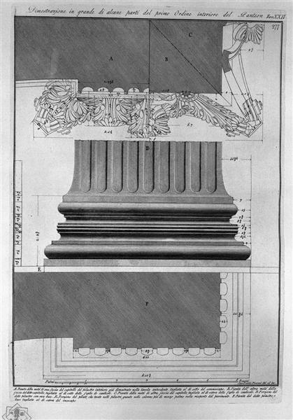 Demonstration in large parts of the first order interior of the Pantheon - Giovanni Battista Piranesi