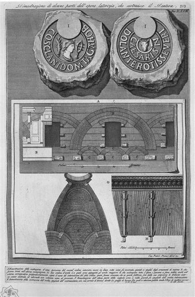 Demonstration of some parts of the Opera brick, which builds the Pantheon - Giovanni Battista Piranesi
