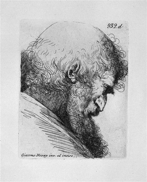 Old man`s head in profile - Giovanni Battista Piranesi