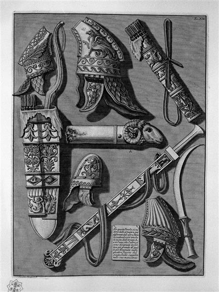 Other weapons and armor, different from the above table - Giovanni Battista Piranesi