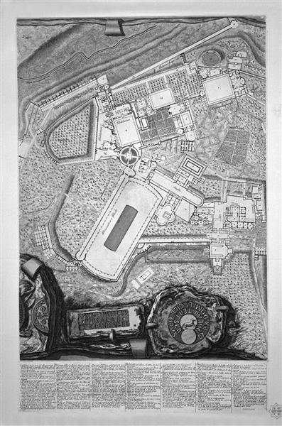 Plan of the existing factories in the Villa Adriana, with a dedication to St. M Stanislaus Augustus, King of Poland - Giovanni Battista Piranesi