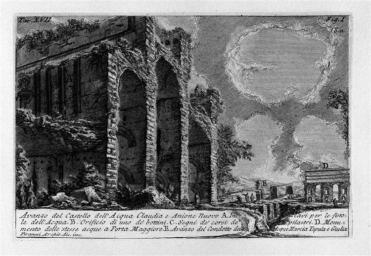 The Roman antiquities, t. 1, Plate XVII. Aqua Claudia., 1756 - Giovanni Battista Piranesi