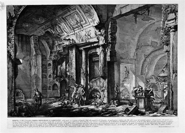 The Roman antiquities, t. 2, Plate X. View of the entrance of the burial chamber of L. Arrunzio and his Family, 1756 - Giovanni Battista Piranesi
