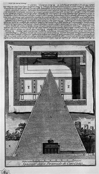 The Roman antiquities, t. 3, Plate XLV. Cross-section of the Pyramid of Caius Cestius. - Giovanni Battista Piranesi