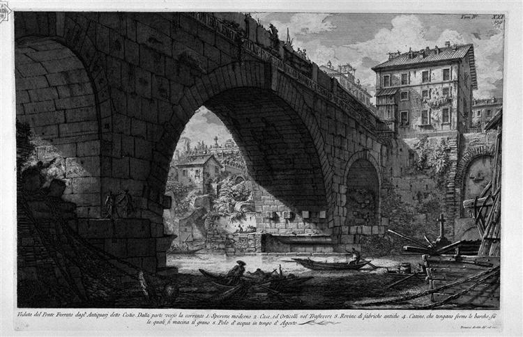 The Roman antiquities, t. 4, Plate XXI. Other split, profiles and details of the Bridge of Four Heads. - Джованни Баттиста Пиранези