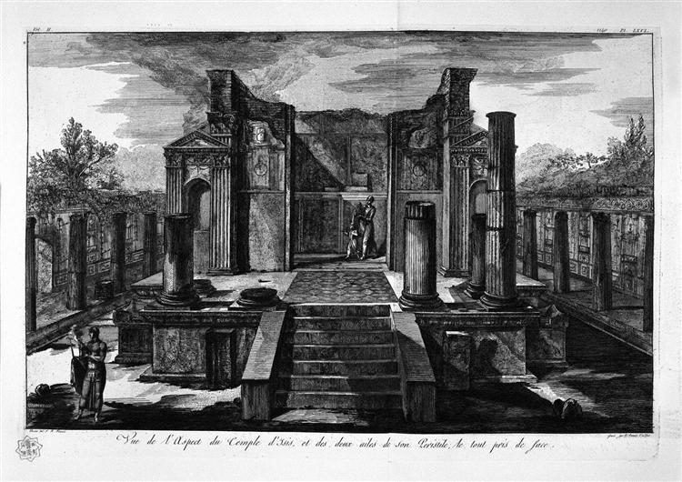 The Temple of Isis de face, with the two wings of his peristillo - Джованни Баттиста Пиранези