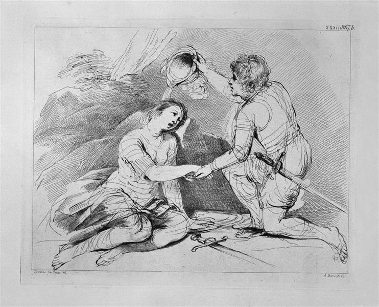 Baptism of Clorinda, by Guercino - 皮拉奈奇