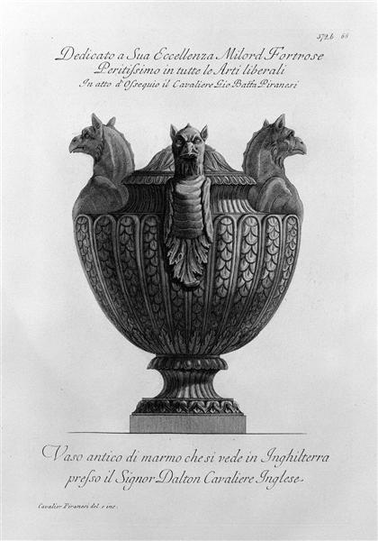 Vase with ancient marble griffins and ribbing - 皮拉奈奇