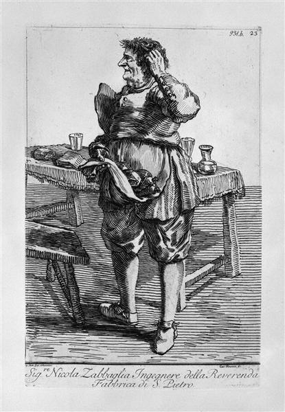 Zabaglia caricature of Nicholas, the Reverend Fabric of St. Engineer Peter - Giovanni Battista Piranesi
