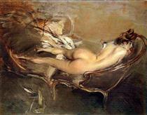 A Reclining Nude on a Day-Bed - Джованни Болдини