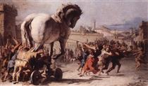 The Procession of the Trojan Horse in Troy - Giandomenico Tiepolo