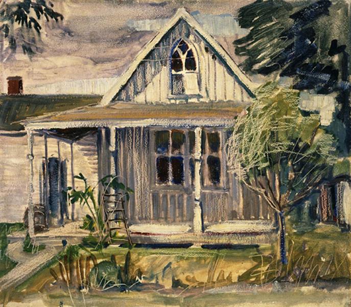 Sketch for house in American Gothic, 1930 - 格兰特·伍德
