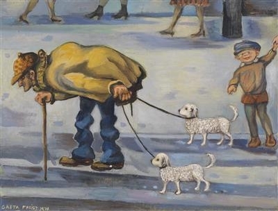 Homem simples caminhando com os seus cachorros, 1978 - Greta Freist