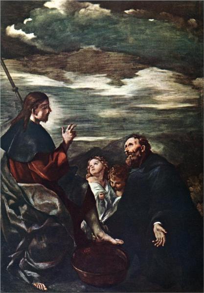 St Augustine Washing the Feet of the Redeemer - Guercino