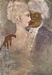 The Mulatto and the Sculpturesque White Woman - Lajos Gulacsy