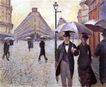 Парижская улица в дождливую погоду - Гюстав Кайботт
