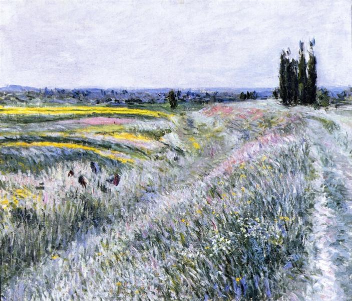 The Plain at Gennevilliers, Group of Poplars, 1883 - Gustave Caillebotte