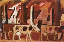 Leading Cows to the Stall - Gustave de Smet