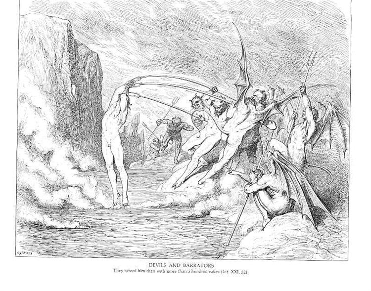 Devils and Barrators - Gustave Dore
