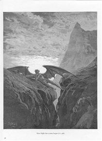 Plate no. 26 Book VI line 406 'Now Night her Course began..' - Gustave Doré