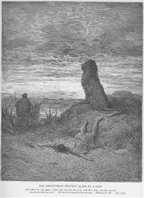 The Disobedient Prophet Is Slain by a Lion - Gustave Dore