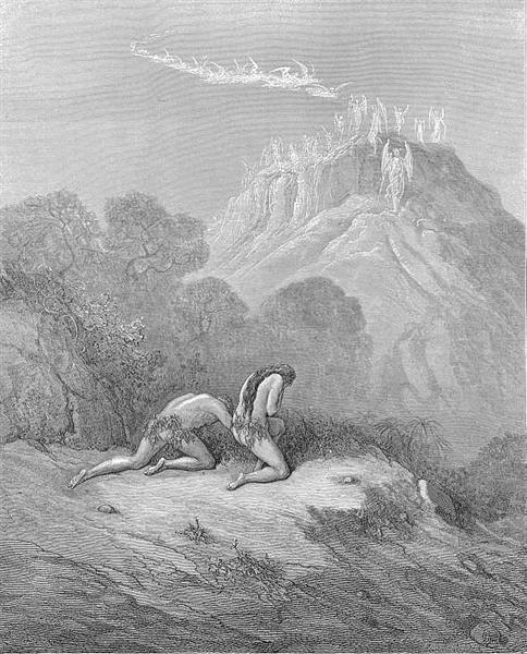 The heavenly bands Down from a sky of jasper lighted now In Paradise - Gustave Dore